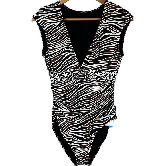 Bleu by Rod Beattie Animal Instinct Cap Sleeve One Piece Swimsuit Size 10 NEW - Picture 2 of 9